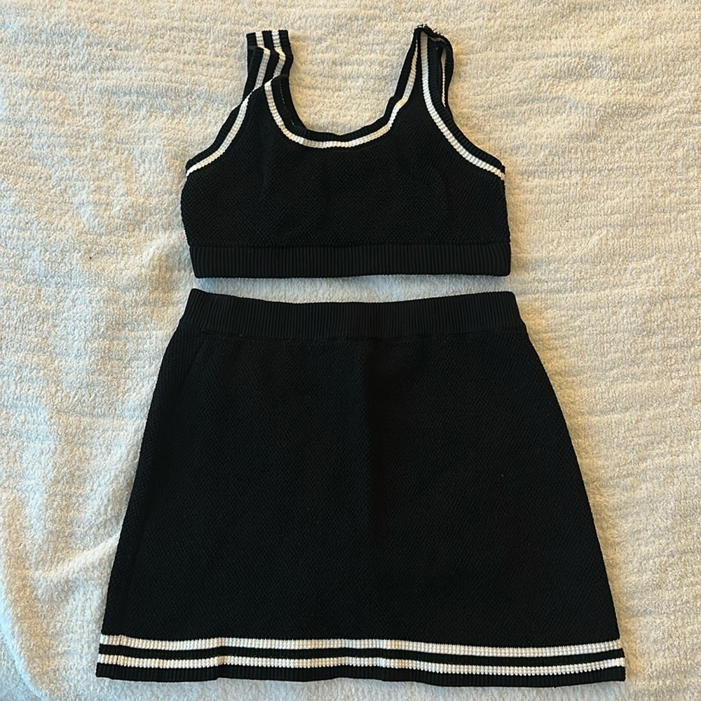ALO Yoga Tennis Club Sweater Knit Bra and skirt set